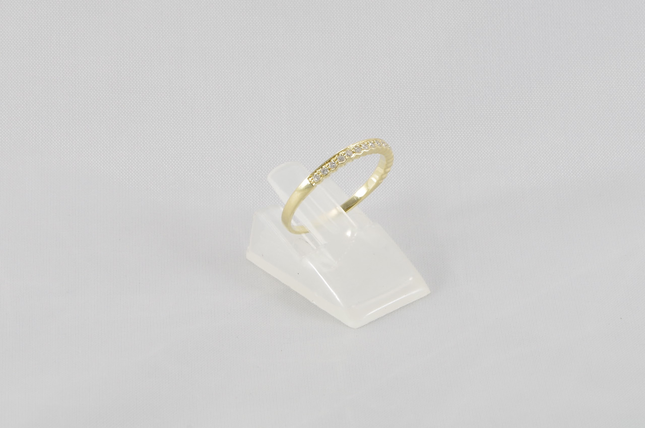 Yellow Gold Diamond Anniversary Scalloped Stacker Ring 