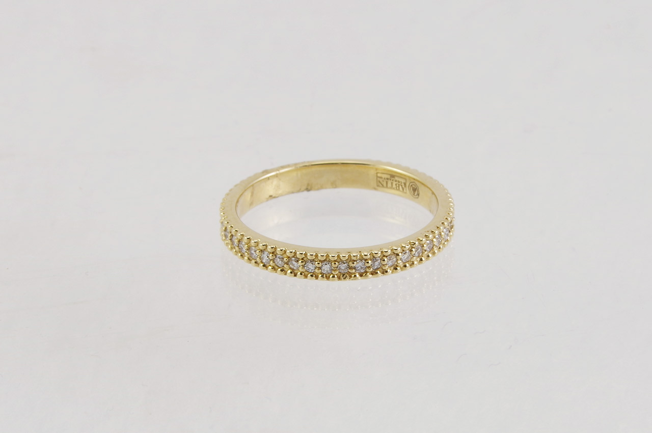 14k Yellow Gold Diamond Pave Ring Flat
