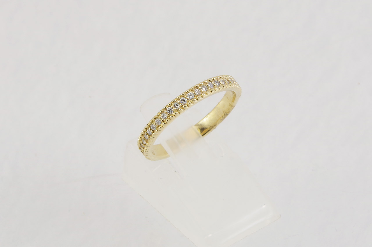 14k Yellow Gold Diamond Pave Ring Side