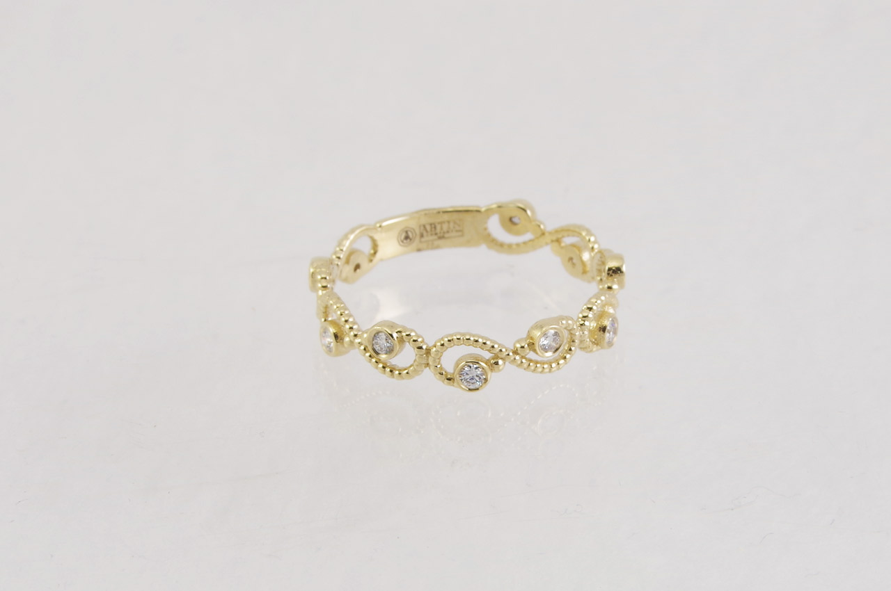 14k Yellow Gold Diamond Infinity Ring Flat
