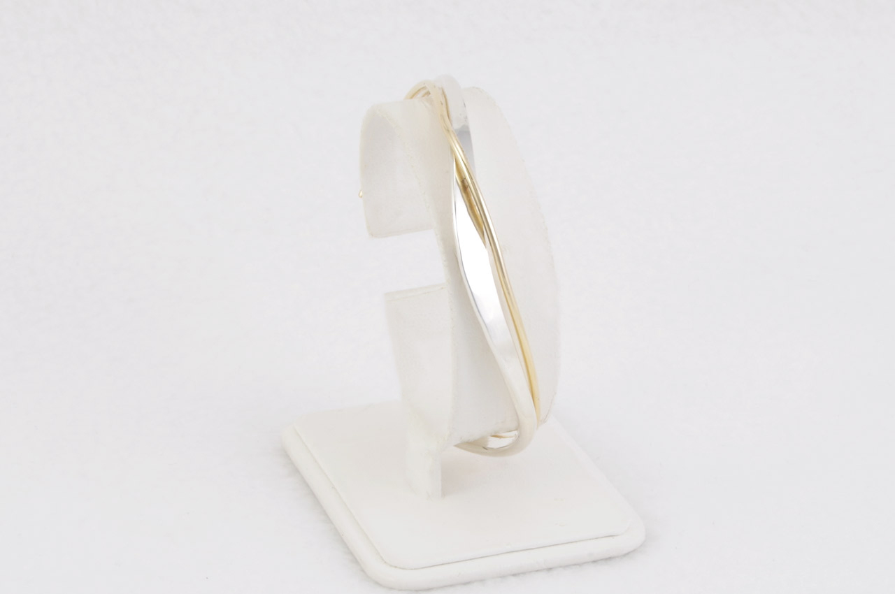 Sterling Silver & Gold Filled Curved Cuff Bracelet Thumbnail