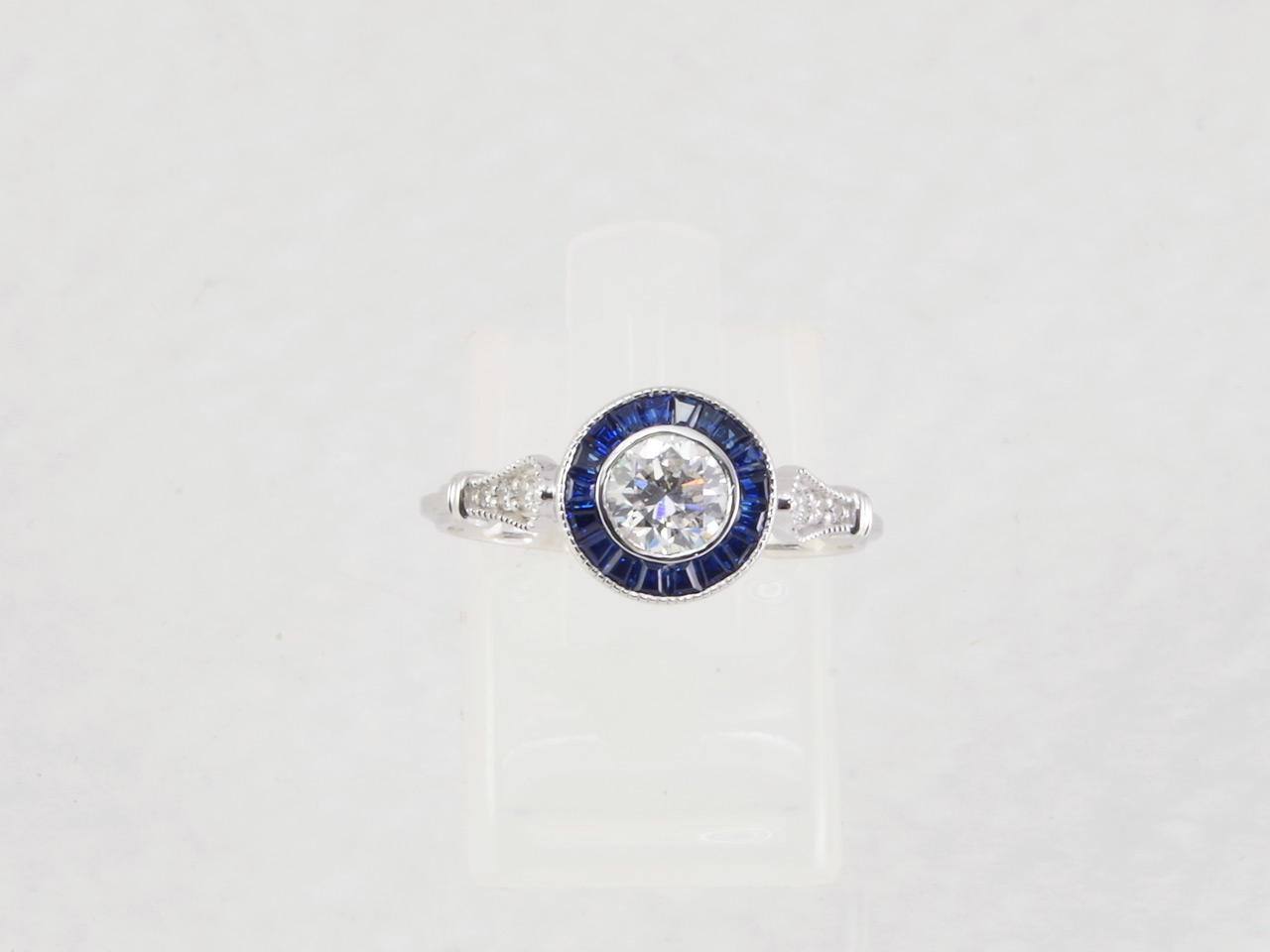 14k White Gold Dianmond & Sapphire Engagement Ring