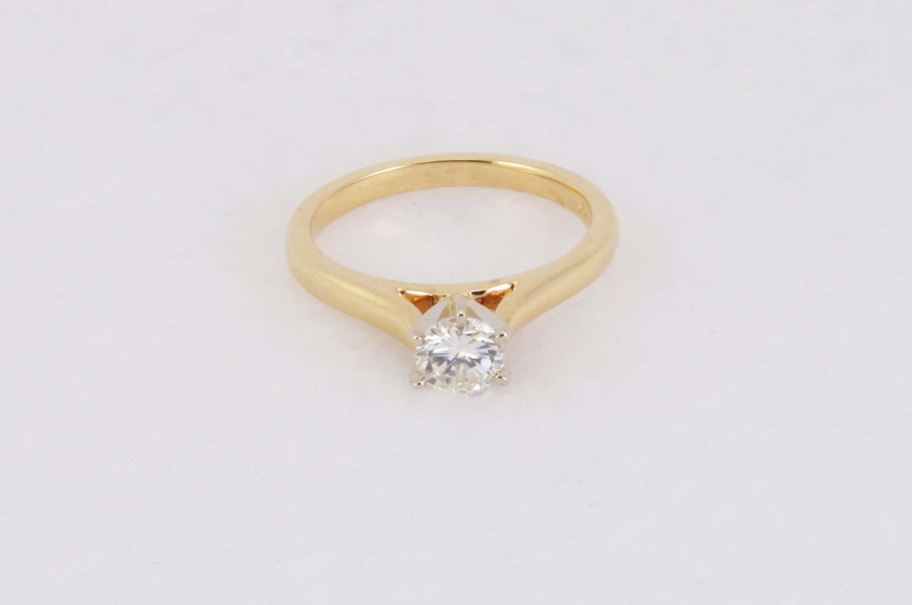 14k Yellow Gold Diamond Engagement Ring Flat