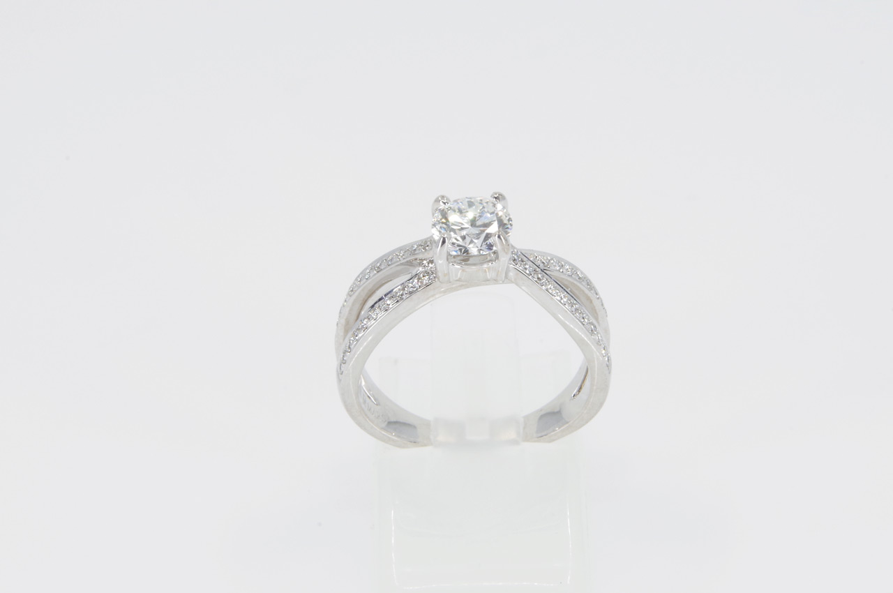 14k White Gold Lab Grown Diamond Accented Engagement Ring Thumbnail