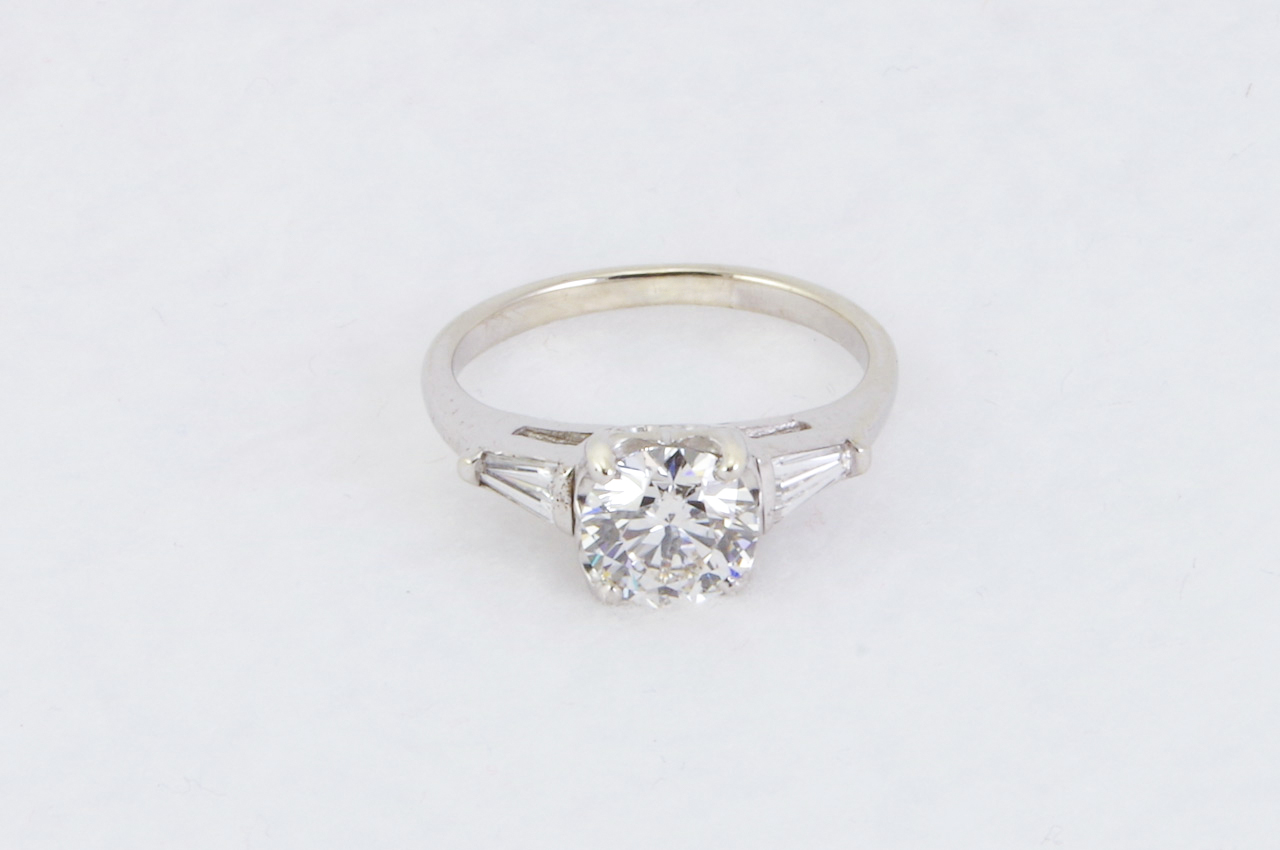 Estate 14k White Gold Diamond Engagement Ring Flat