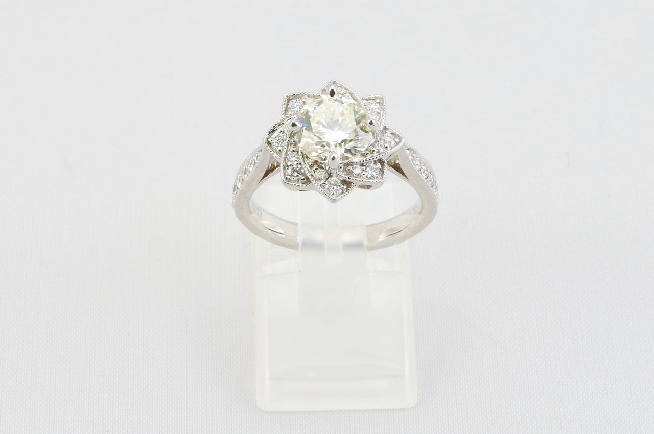 Estate White Gold Diamond Halo Engagement Ring