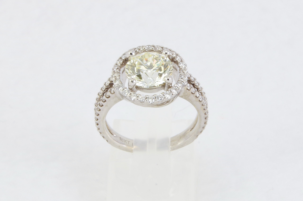 Estate Diamond Halo Engagement Ring Top