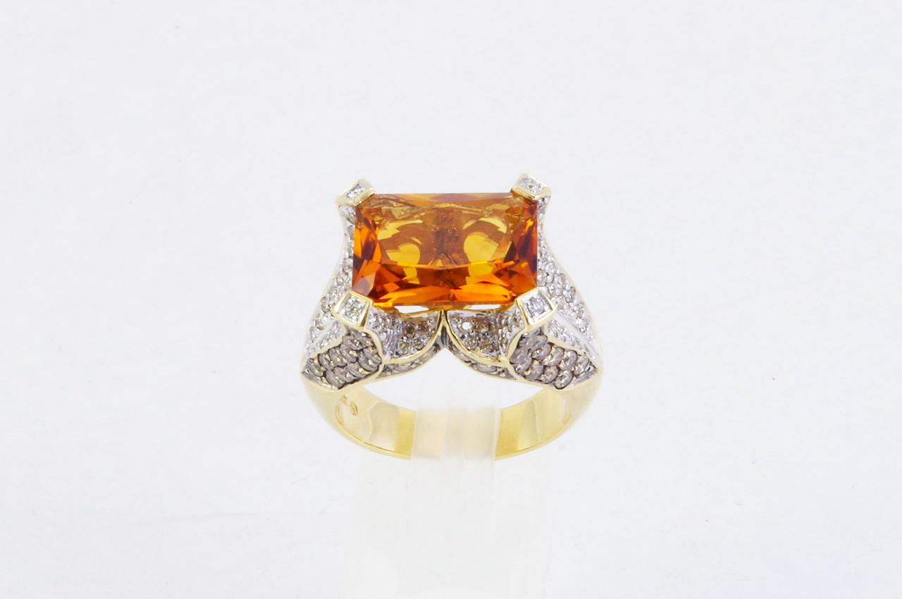 Estate 14k Yellow Gold Citrine & Diamond Ring Thumbnail