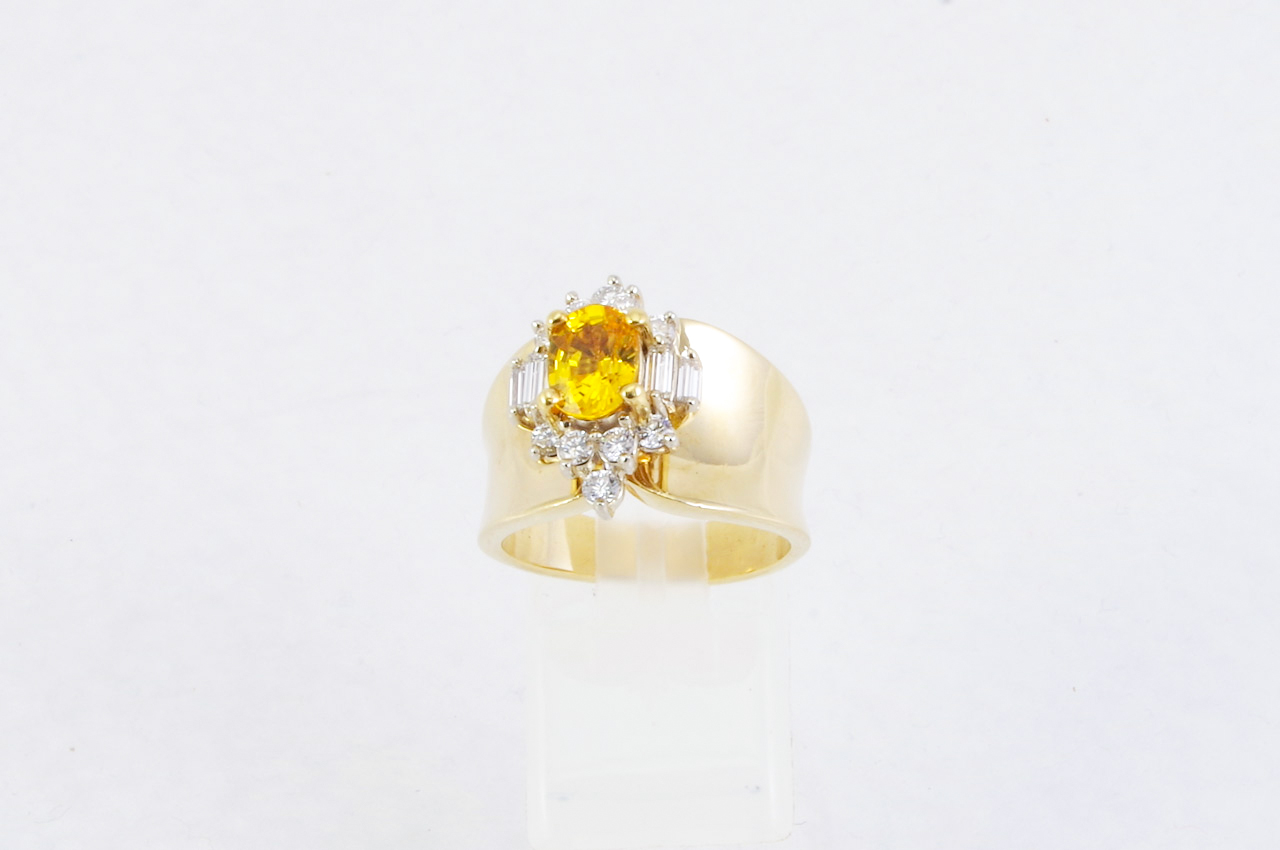 Estate 14k Yellow Gold Yellow Sapphire & Diamond Ring Thumbnail