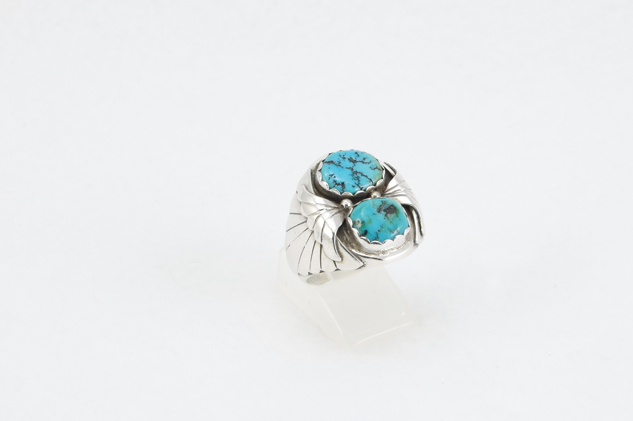 Estate Sterling Silver Turquoise Ring Side