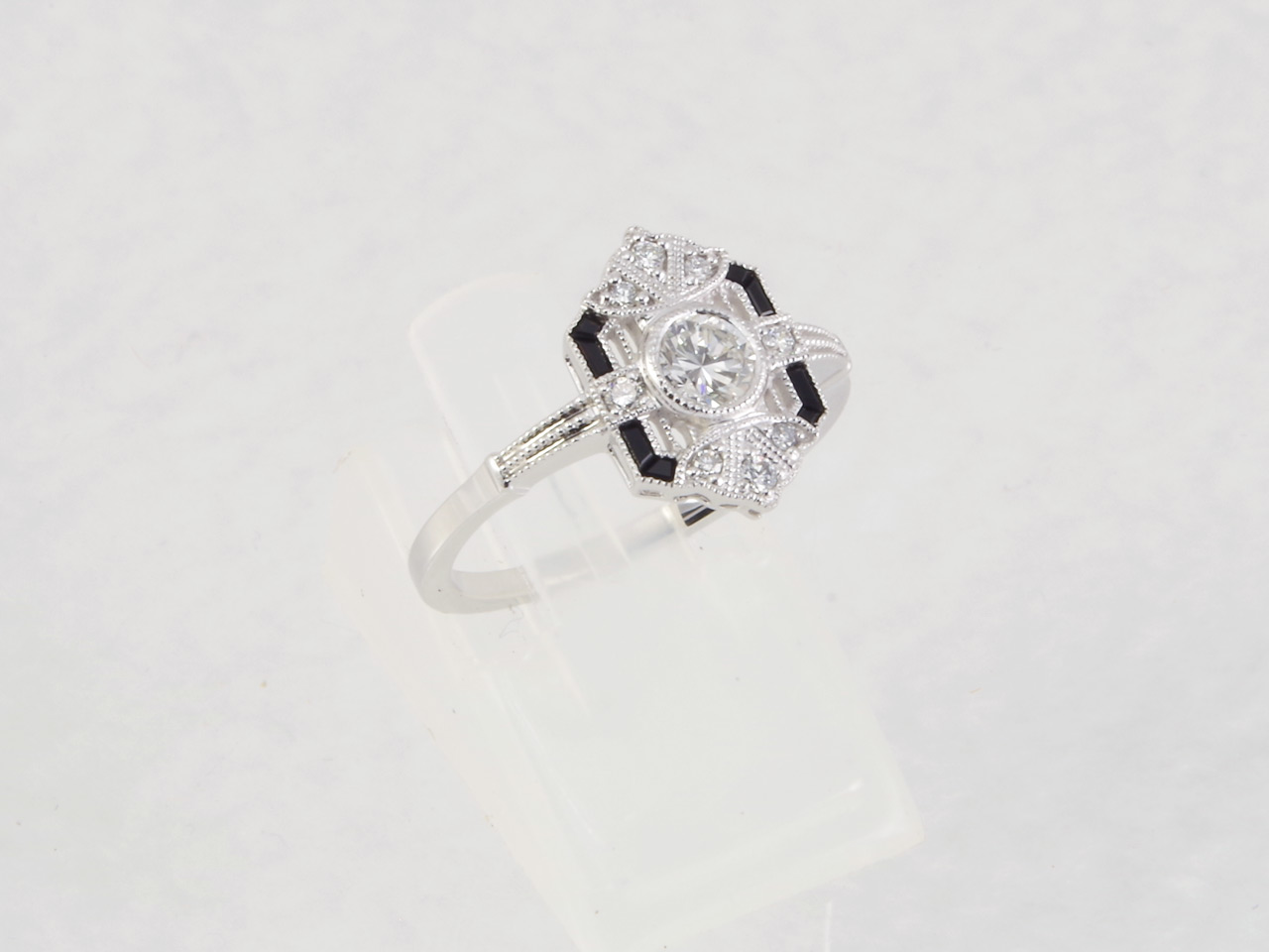 Diamond & Onyx Art Deco Style Ring Side