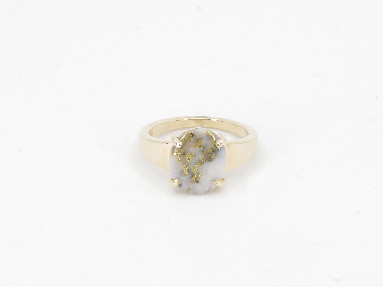 14K Yellow Gold Gold in Quartz Ring Flat