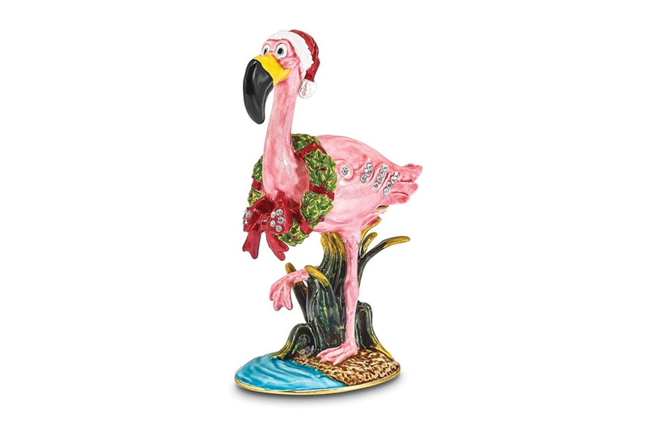 Lefty Holiday Flamingo Trinket Box