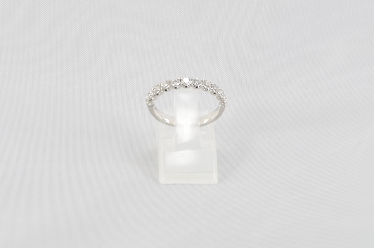 White Gold Diamond Anniversary Scalloped Stacker Ring 